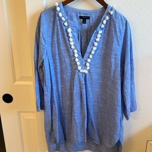 J.Crew chambray pom-pom swimsuit cover-up tunic